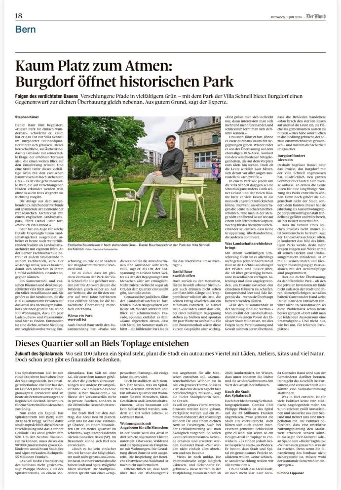 Artikel Der Bund vom 1. Juli 2026